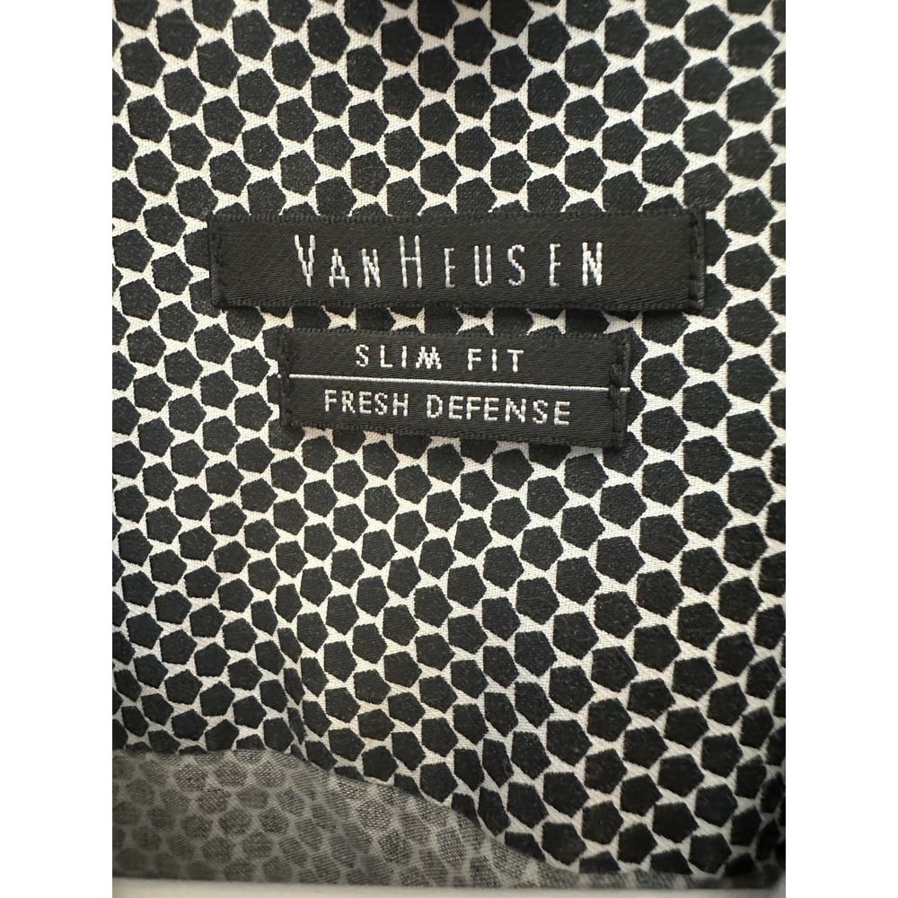 VAN HEUSEN FRESH DEFENSE‎ LONG SLEEVE DRESS SHIRT Slim Fit Black 32/33 NICE